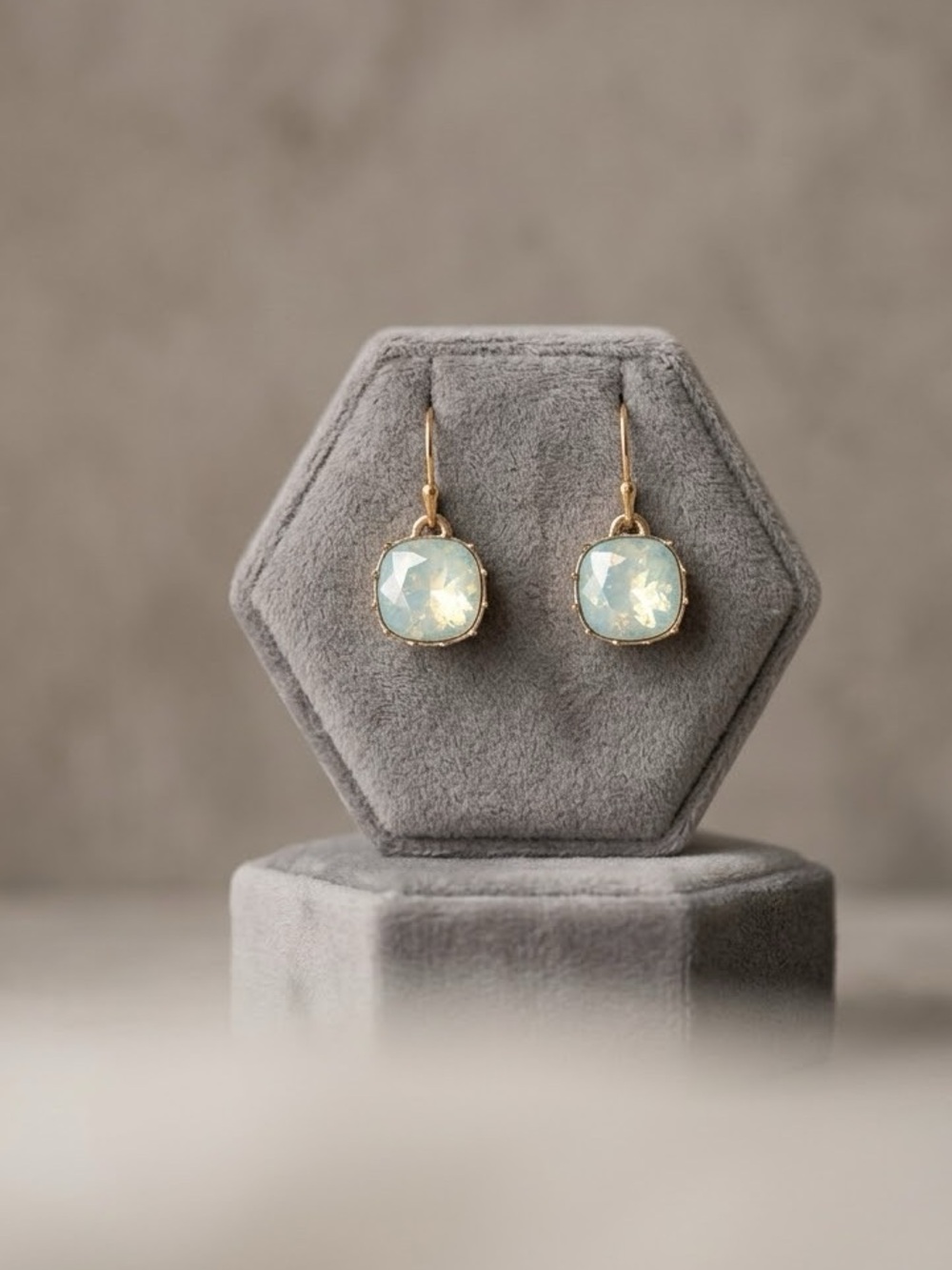 Coach Gold-Trim Aqua Crystal Drop Earrings - 3036 - Picture 5 of 5